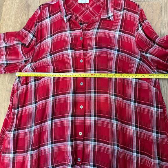 J.Jill Red Plaid Button Down Tunic Top‎ XL - Picture 8 of 9